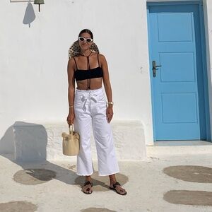 White Zara jeans culote wide leg